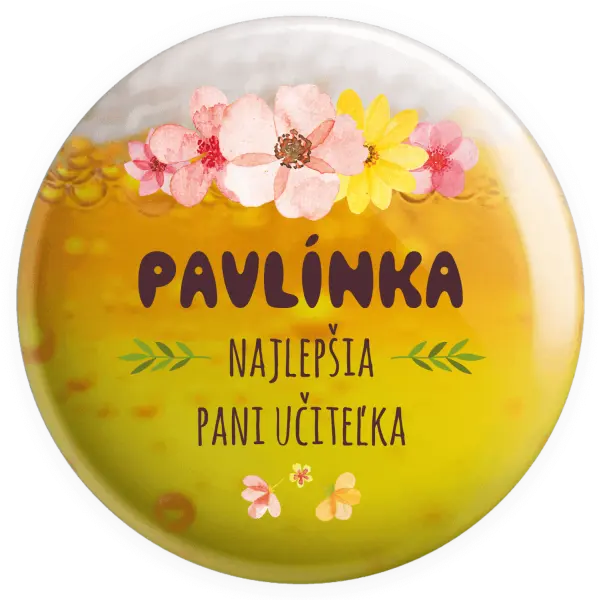 Placka Najlepšia pani učiteľka - ružové kvety