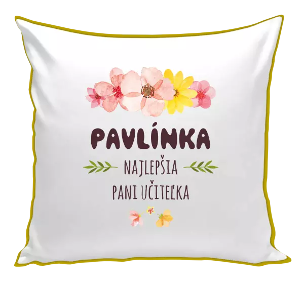 Vankúš Najlepšia pani učiteľka - ružové kvety