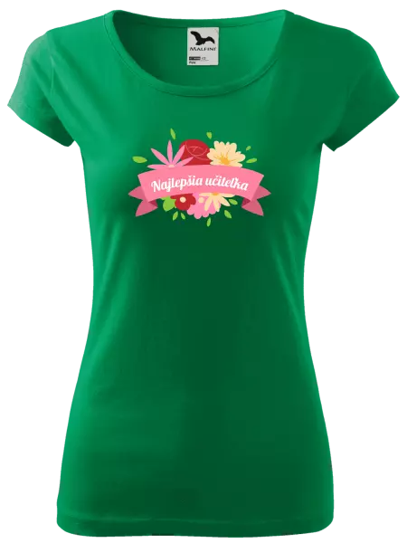 Dámske tričko Najlepšia učiteľka - farebné kvety