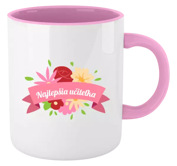 Hrnček  Najlepšia učiteľka - farebné kvety