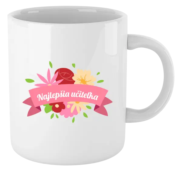 Hrnček Najlepšia učiteľka - farebné kvety