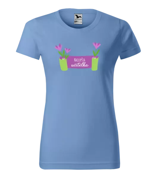 Dámske tričko Najlepšia učiteľka - fialové kvety