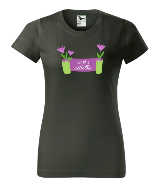 Dámske tričko Najlepšia učiteľka - fialové kvety