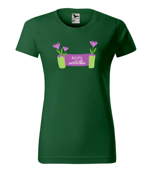 Dámske tričko Najlepšia učiteľka - fialové kvety