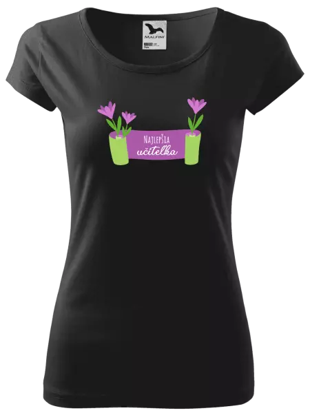 Dámske tričko Najlepšia učiteľka - fialové kvety