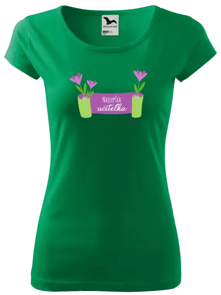 Dámske tričko Najlepšia učiteľka - fialové kvety