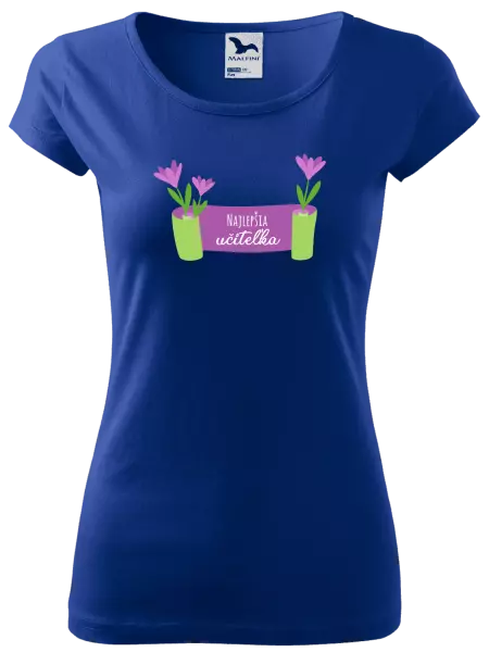 Dámske tričko Najlepšia učiteľka - fialové kvety