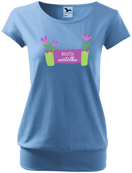 Dámske tričko Najlepšia učiteľka - fialové kvety