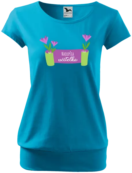 Dámske tričko Najlepšia učiteľka - fialové kvety