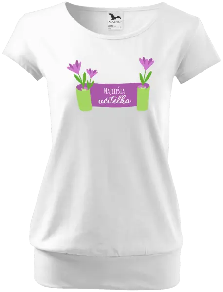 Dámske tričko Najlepšia učiteľka - fialové kvety