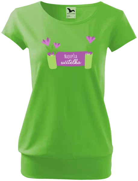 Dámske tričko Najlepšia učiteľka - fialové kvety