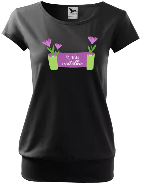 Dámske tričko Najlepšia učiteľka - fialové kvety