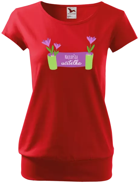 Dámske tričko Najlepšia učiteľka - fialové kvety