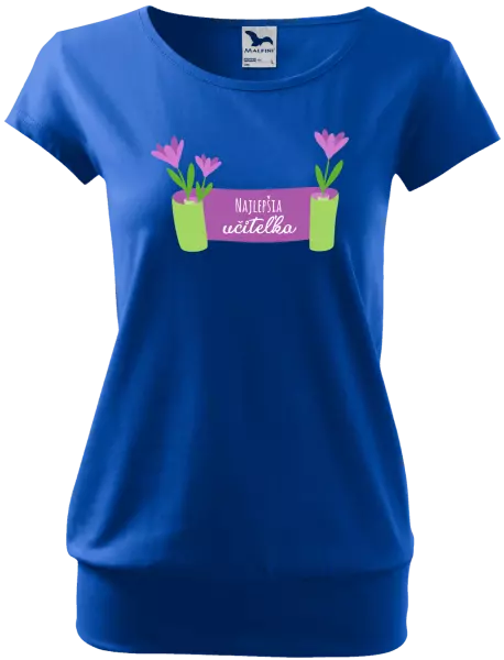 Dámske tričko Najlepšia učiteľka - fialové kvety
