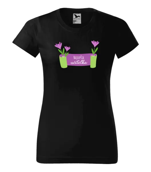 Dámske tričko Najlepšia učiteľka - fialové kvety