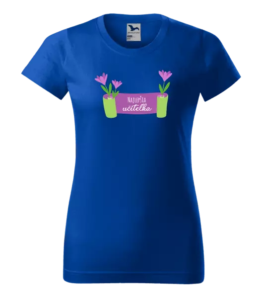 Dámske tričko Najlepšia učiteľka - fialové kvety