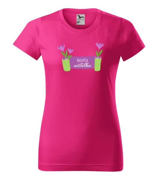 Dámske tričko Najlepšia učiteľka - fialové kvety