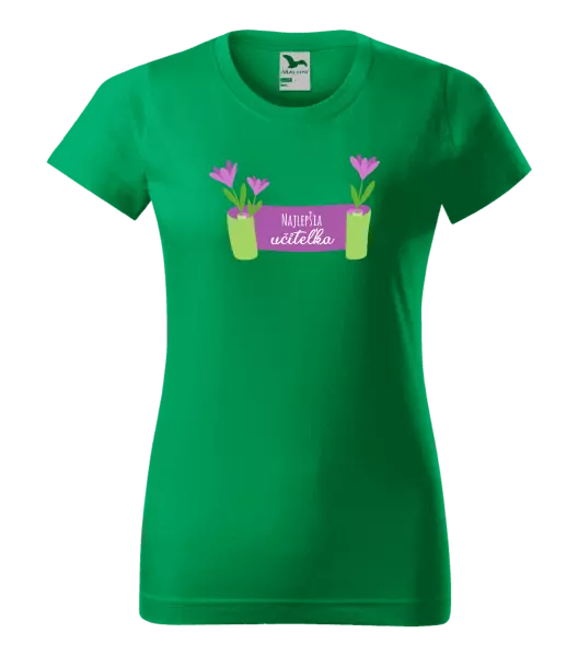 Dámske tričko Najlepšia učiteľka - fialové kvety