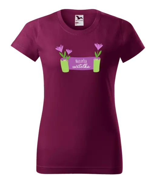 Dámske tričko Najlepšia učiteľka - fialové kvety