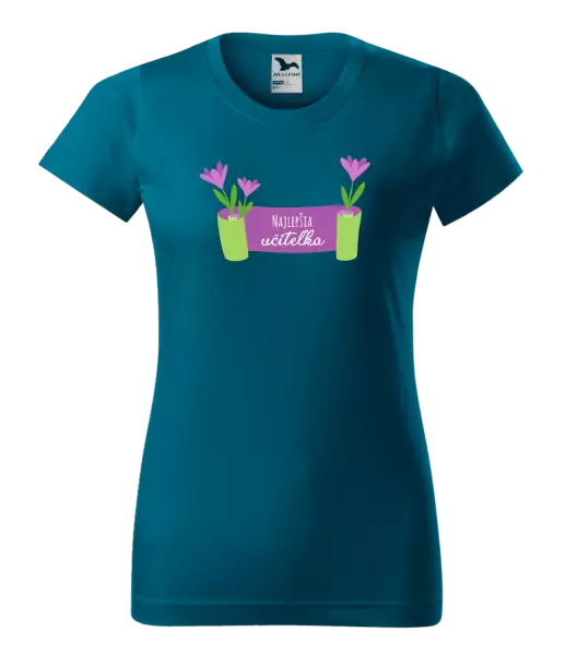 Dámske tričko Najlepšia učiteľka - fialové kvety