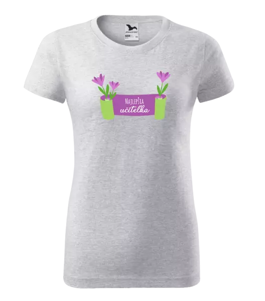 Dámske tričko Najlepšia učiteľka - fialové kvety