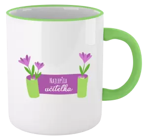 Hrnček Najlepšia učiteľka - fialové kvety