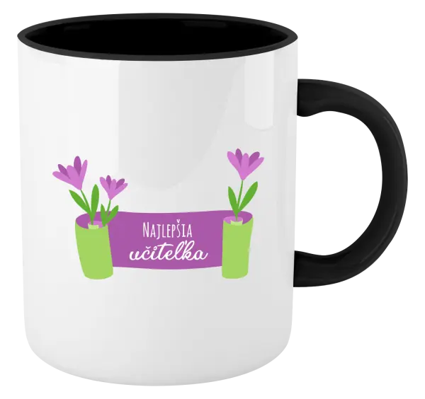 Hrnček  Najlepšia učiteľka - fialové kvety