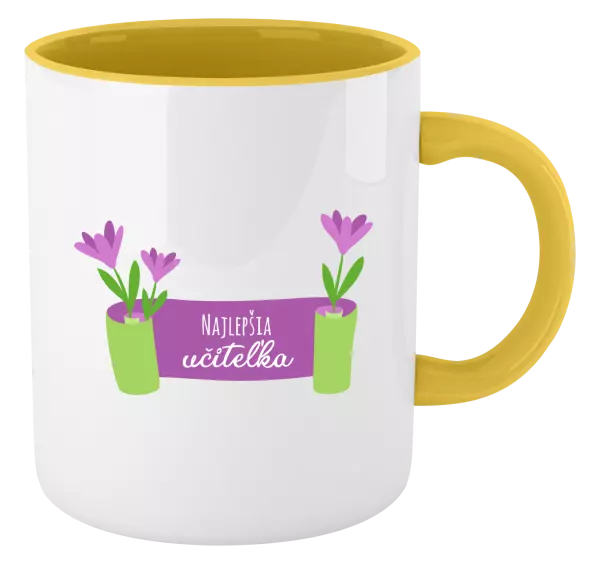 Hrnček  Najlepšia učiteľka - fialové kvety