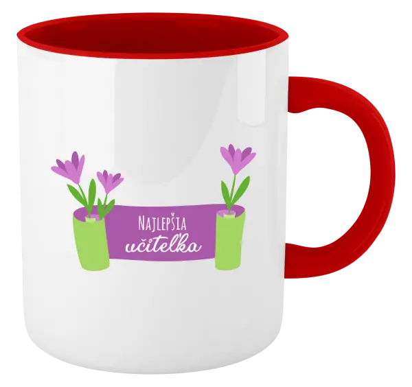 Hrnček  Najlepšia učiteľka - fialové kvety