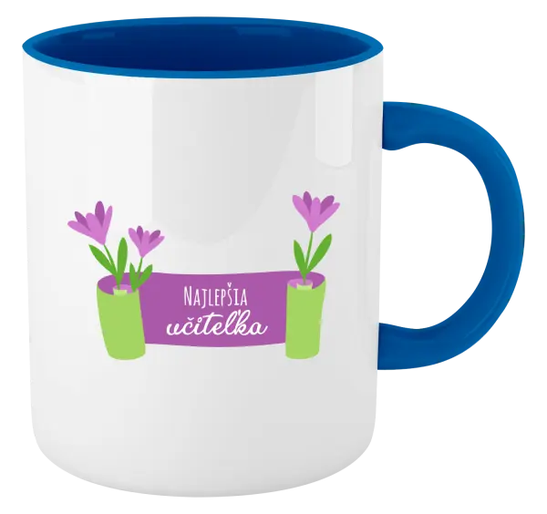 Hrnček  Najlepšia učiteľka - fialové kvety