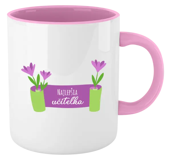 Hrnček  Najlepšia učiteľka - fialové kvety