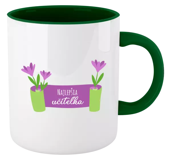 Hrnček  Najlepšia učiteľka - fialové kvety