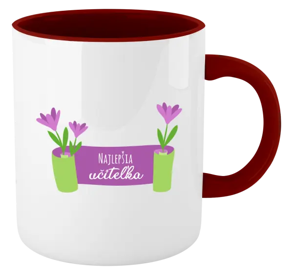 Hrnček  Najlepšia učiteľka - fialové kvety