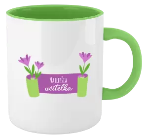 Hrnček  Najlepšia učiteľka - fialové kvety