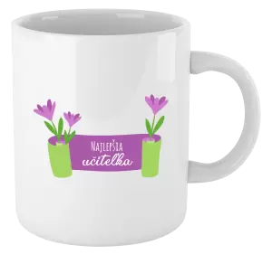 Hrnček Najlepšia učiteľka - fialové kvety