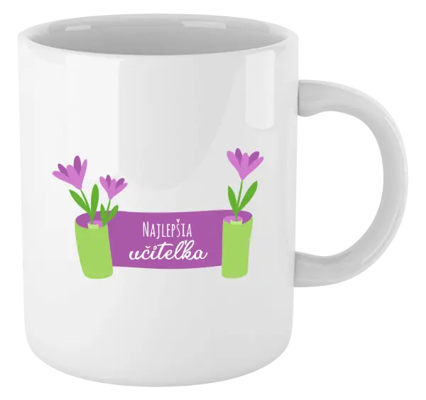 Hrnček Najlepšia učiteľka - fialové kvety