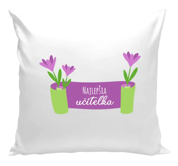 Vankúš Najlepšia učiteľka - fialové kvety