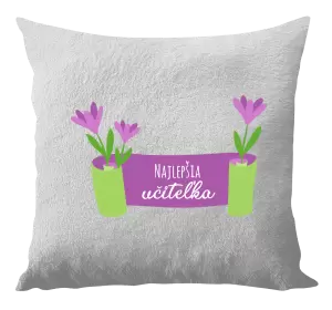 Vankúš Najlepšia učiteľka - fialové kvety