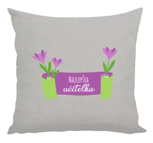 Vankúš Najlepšia učiteľka - fialové kvety