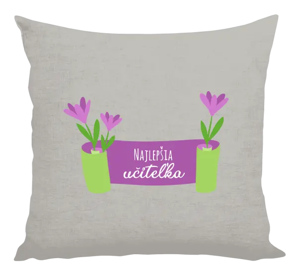 Vankúš Najlepšia učiteľka - fialové kvety