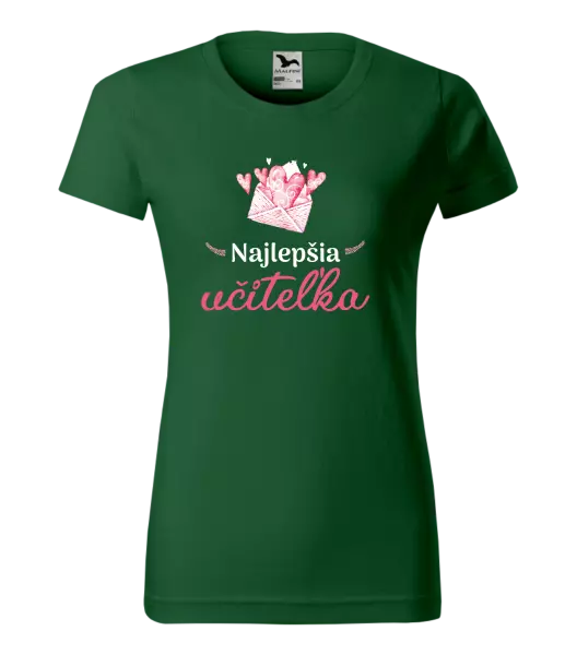 Dámske tričko Najlepšia učiteľka - obálka so srdiečkom