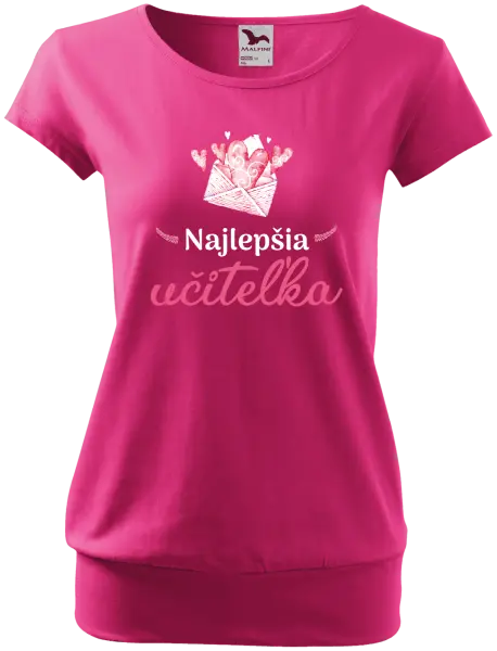 Dámske tričko Najlepšia učiteľka - obálka so srdiečkom