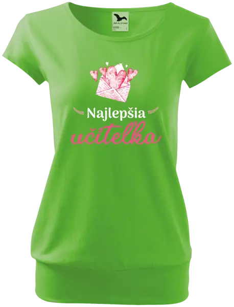 Dámske tričko Najlepšia učiteľka - obálka so srdiečkom