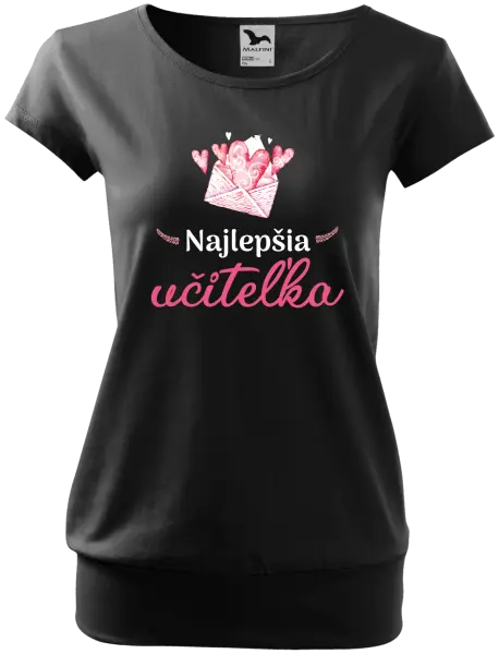 Dámske tričko Najlepšia učiteľka - obálka so srdiečkom