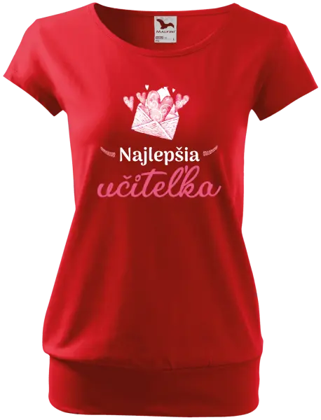 Dámske tričko Najlepšia učiteľka - obálka so srdiečkom