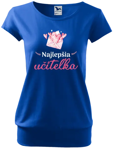 Dámske tričko Najlepšia učiteľka - obálka so srdiečkom