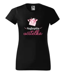 Dámske tričko Najlepšia učiteľka - obálka so srdiečkom