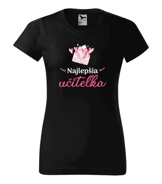 Dámske tričko Najlepšia učiteľka - obálka so srdiečkom