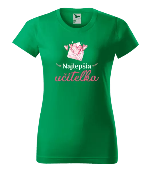 Dámske tričko Najlepšia učiteľka - obálka so srdiečkom