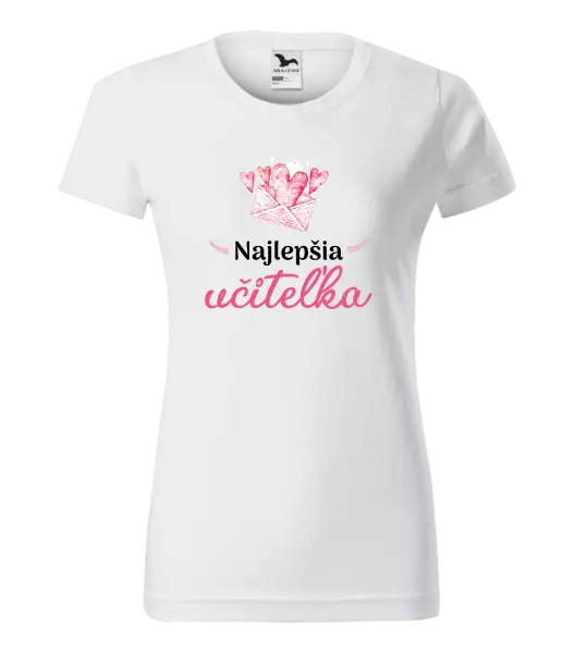 Dámske tričko Najlepšia učiteľka - obálka so srdiečkom